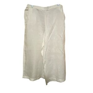 Ellen Tracy 100% Linen Wide Leg Crop Pants in Size Large.